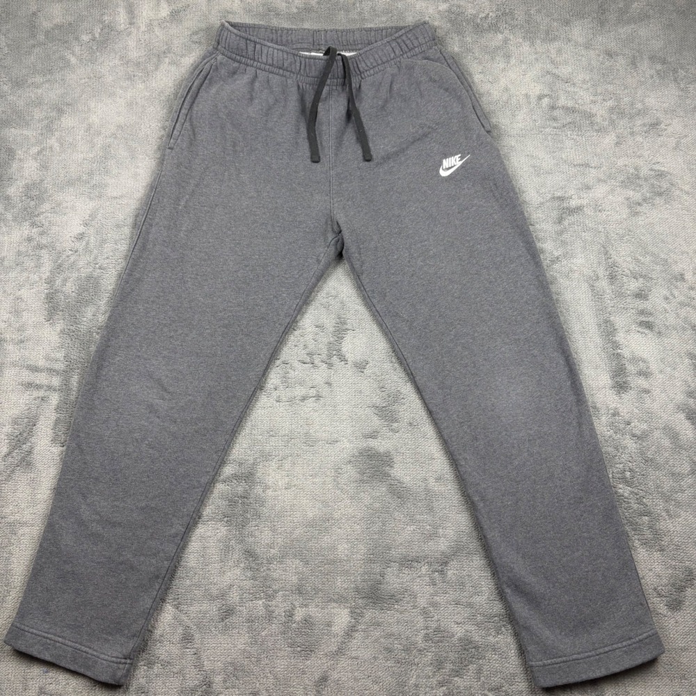 Nike Mens Sportswear Club Fleece Sweatpants Gray Medium Joggers Open Hem